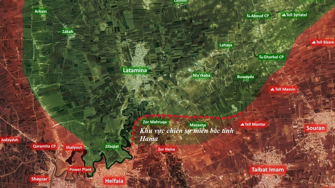 Khu vực chiến sự trong cuộc phản công trên miền bắc tỉnh Hama