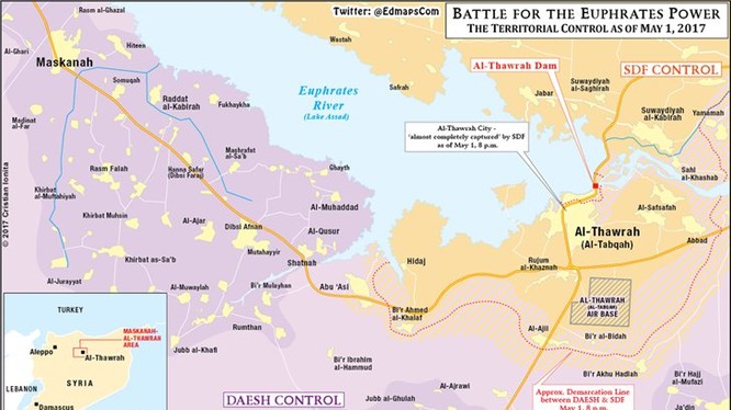 Bản đồ khu vực chiến trường thành phố Tabqa