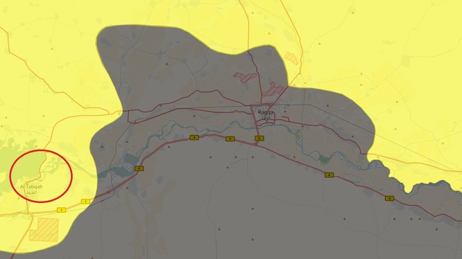 Bản đồ chiến sự khu vực thành phố Tabqa, tỉnh Raqqa hoàn toàn giải phóng