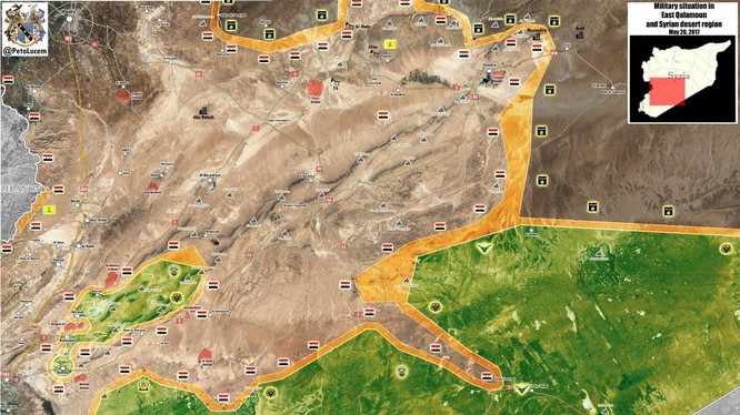 Bản đồ chiến sự khu vực phía đông tỉnh Homs và Damascus