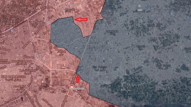 Các mũi tấn công của quân đội Syria đánh vào Jobar và Ayn Tarma, ngoại ô phía đông thủ đô Damascus