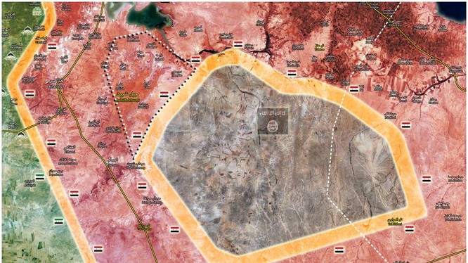Bản đồ cuộc tấn công truy quét IS của quân đội Syria trên vùng nông thôn Aleppo