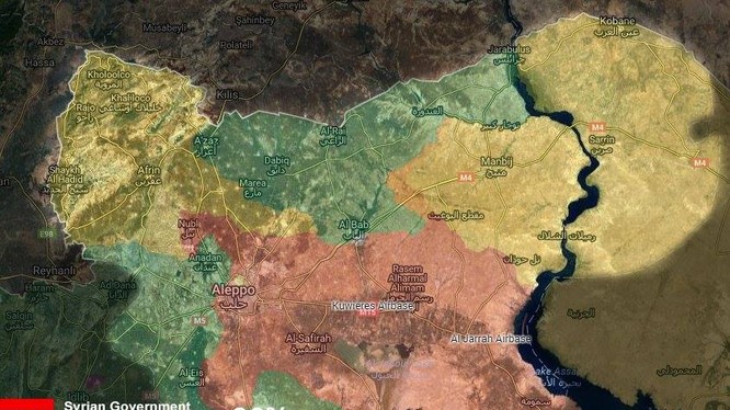Phân chia vùng kiểm soát của các lực lượng đối lập trên địa phận Alepo