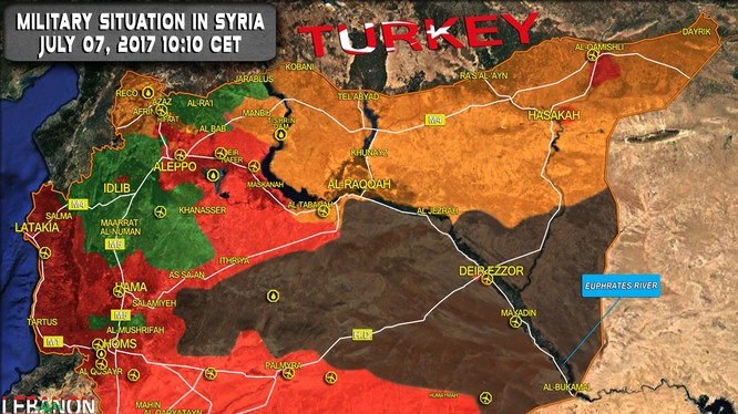 Bản đồ tình hình chiến sự Syria, tính đến ngày 07.07.2017