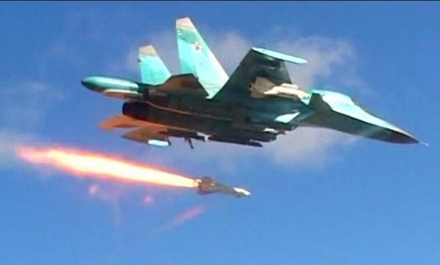 Máy bay Su-34 Nga sử dụng tên lửa không đối đất tiêu diệt mục tiêu khủng bố 