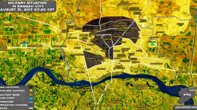 Lực lượng dân quân người Kurd bao vây một nhóm chiến binh IS ở Raqqa - bản đồ South Front
