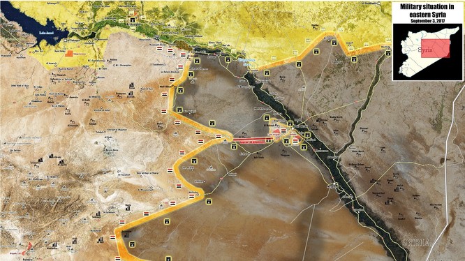 Bản đồ chiến sự chiến trường Deir Ezzor theo Masdar News