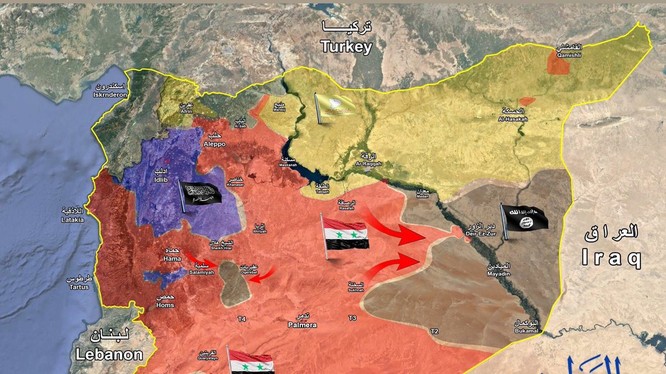 Các mũi tiến công của quân đội Syria vào khu vực thành phố Deir Ezzor - ảnh Masdar News