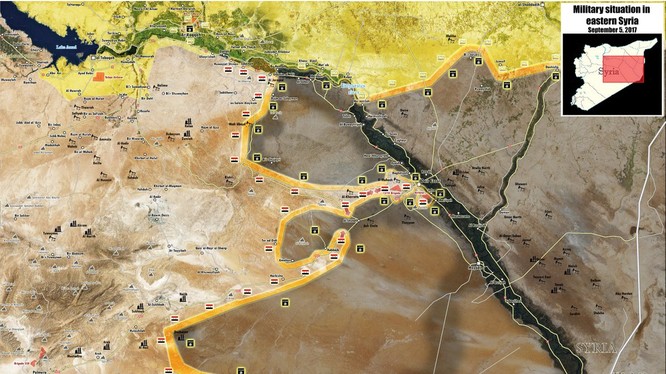 Tình hình chiến sự khu vực tỉnh Deir Ezzor tính đến ngày 05.09.2017 - bản đồ South Front