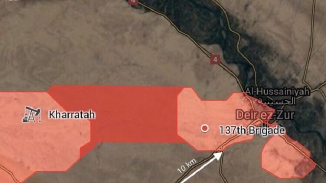 Bản đồ quân đội Syria tiến công về hướng thành phố Deir Ezzor - ảnh South Front