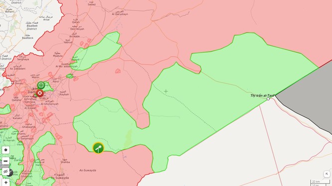 Vùng do lực lượng Hồi giáo cực đoan thuộc tổ chức quân đội Syria tự do FSA kiểm soát - ảnh syria.liveaumap.com