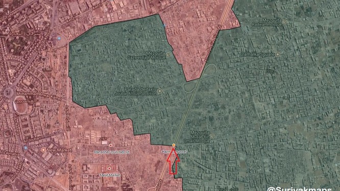 Chiến tuyến chiến trường Jobar và Ayn Tarma ngoại ô Damascus hầu như không thay đổi - ảnh Masdar News