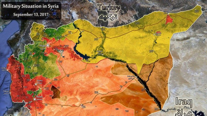 Bản đồ toàn cảnh các lực lượng đối kháng trên chiến trường Syria tính đến ngày 15.09.2017 theo South Front