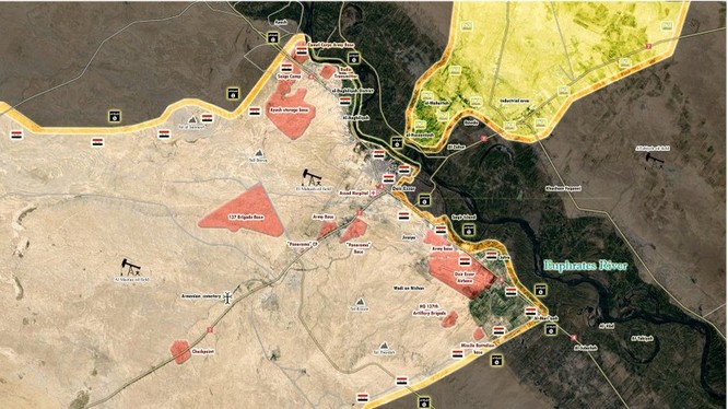 Chiến tuyến của quân đội Syria và Lực lượng Dân chủ Syria trên chiến trường Deir Ezzor - ảnh Masdar News
