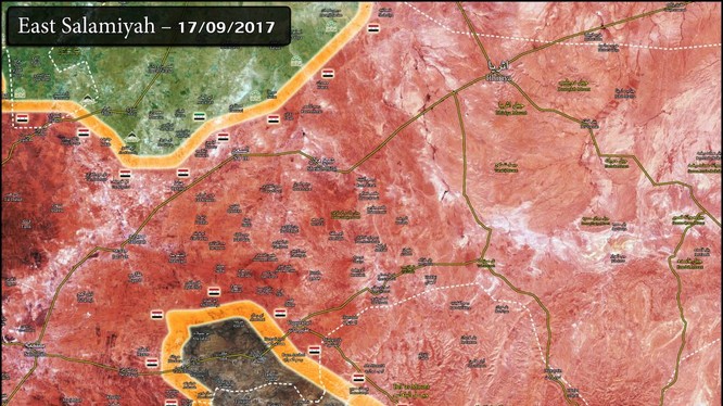 Vùng IS bị bao vây trên bản đồ phía đông tỉnh Homs - Hama - ảnh South Front