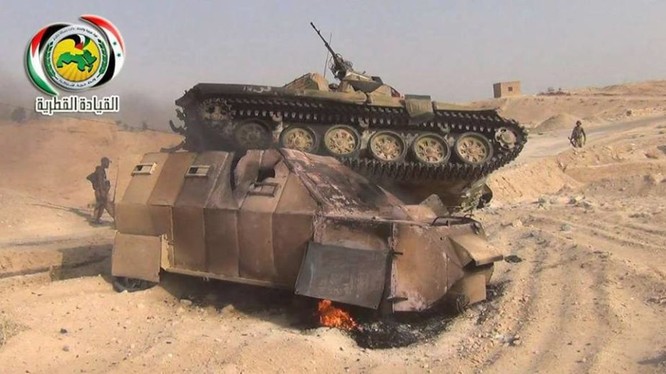 Xe tăng và xe cơ giới IS bị quân đội Syria tiêu diệt trên chiến trường Deir Ezzor - ảnh Souh Front