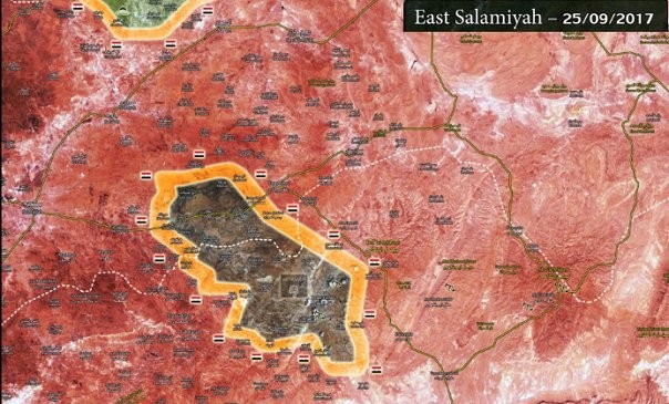 Khu vực bao vây IS còn lại trên chiến trường Homs - Hama - ảnh Masdar News