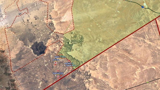 Vùng tấn công của quân đội Syria trên hướng biên giới với Jordan