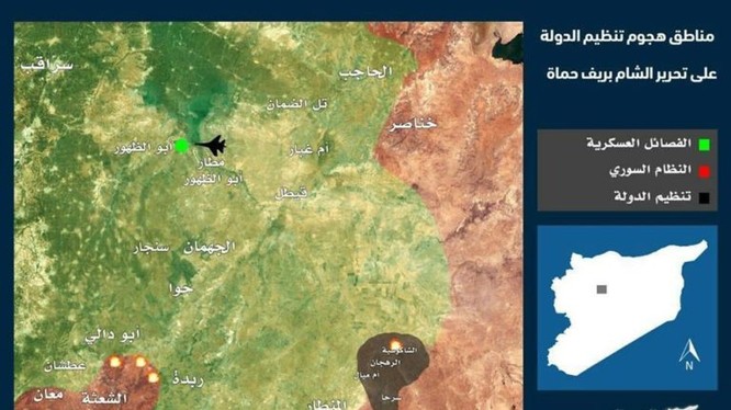 Bản đồ vụ mở đường máu của lực lượng IS, bị bao vây trên chiến trường phía đông Hama, Homs - ảnh South Front