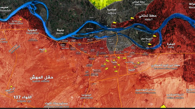 Bản đồ tình hình chiến sự thành phố Deir Ezzor theo Muraselon