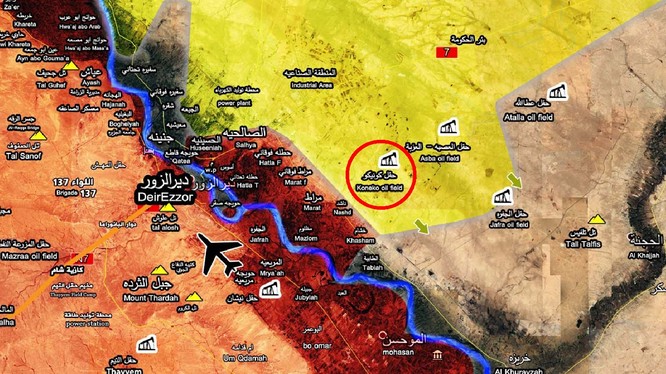 Vị trí khu mỏ khí gas Koneko trong vùng kiểm soát của lực lượng SDF - ảnh Muraselon
