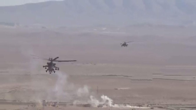 Trực thăng tấn công Nga yểm trợ quân đội Syria tiến công - ảnh video truyền hình Hezbollah