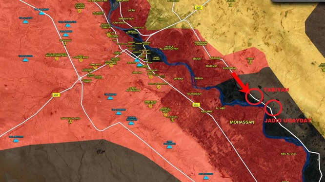 Hướng tiến công của quân đội Syria dọc theo bờ đông Euphrates -- ảnh South Front