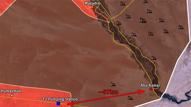 Căn cứ quân sự T-2 cách cứ điểm cuối cùng của IS hơn 60 km - ảnh South Front