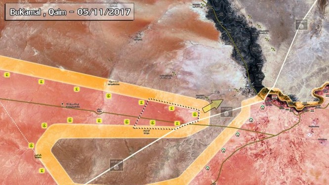 Chiến dich tấn công của quân đội Syria, IRGC, Hezbollah về phía thành phố Albukamal - bản đồ South Front