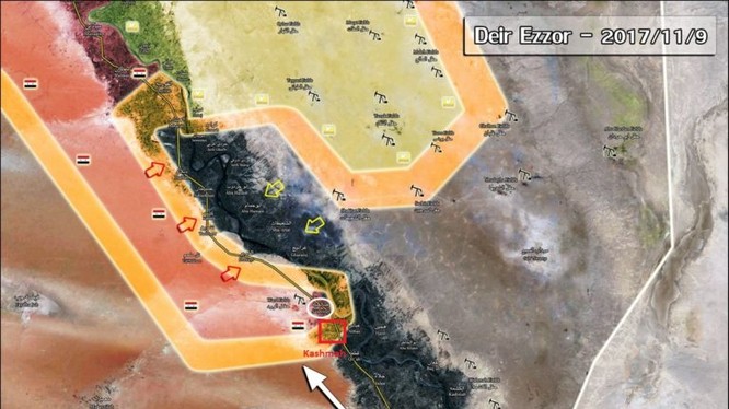 Bản đồ tình hình chiến sự Albukamal , lực lượng Tiger cách thành phố 20 km - ảnh South Front