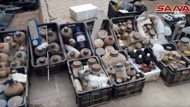Những chất độc hóa học mà IS cất giấu ở thành phố Deir Ezzor - ảnh video SANA