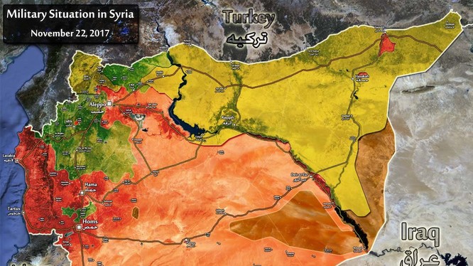 Bản đồ tình hình chiến sự Syria, tính đến ngày 22.11.2017 theo South Front