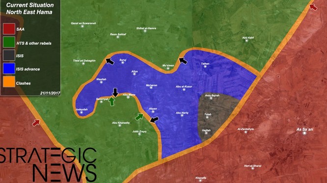 Vùng tấn công của IS trên chiến trường miền bắc Hama - ảnh South Front