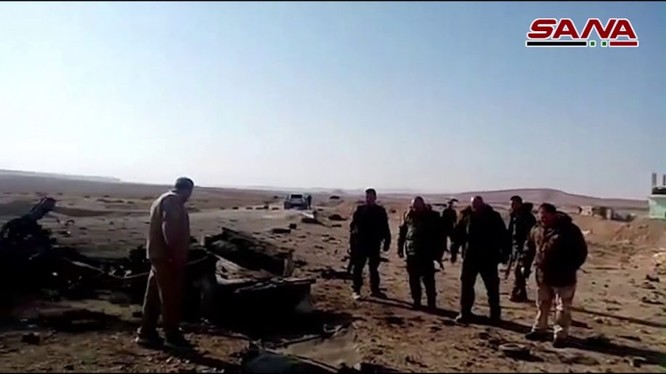 Binh sĩ quân đội Syria trên khu vực vừa diễn ra cuộc tấn công - ảnh minh họa video SANA