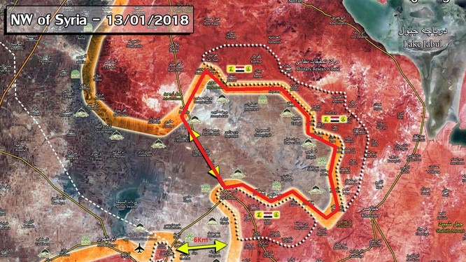Khu vực nông thôn Aleppo (màu đỏ) chuẩn bị được giải phóng - ảnh Muraselon