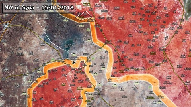 Tình hình chiến trường Aleppo, Idlib, Hama tính đến ngày 15.01.2018 theo South Front - ảnh Muraselon