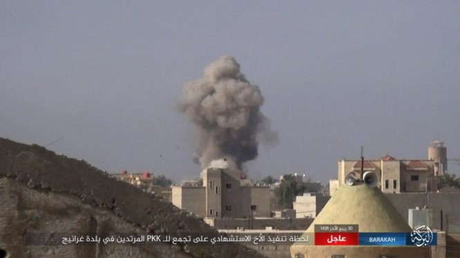 Xe đánh bom tự sát phát nổ ở Gharanij phía đông nam tỉnh Deir Ezzor - ảnh trang Amaq