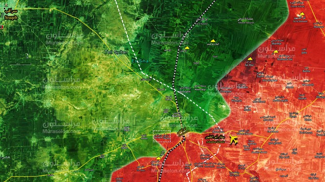 Quân đội Syria giành được quyền kiểm soát cao điểm Tal Azo, phía tây bắc thị trấn Abu Al-Duhur. Ảnh Muraselon
