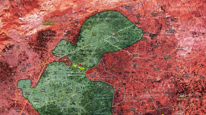 Quân đội Syria giải phóng thị trấn Beit Sawa, cách căn cứ thiết giáp 1,5 km. bản đồ Muraselon