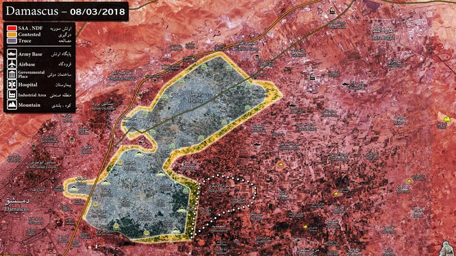 Tình hình chiến sự khu vực Đông Ghouta - ảnh Muraselon