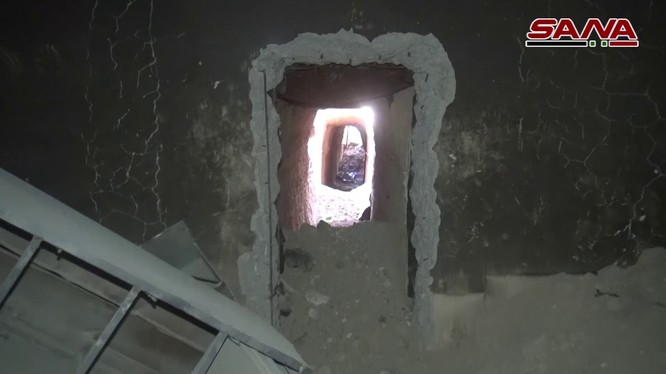 Đường hầm ngầm bí mật ơ Đông Ghouta - ảnh minh họa video SANA