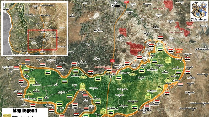 Bản đồ tình hình chiến sự khu vực Rastan - Homs, Hama - ảnh Soth Front