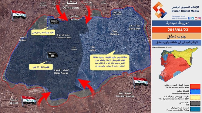 Bản đồ chiến thuật khu vực trại ti nạn Yarmouk - ảnh minh họa từ video