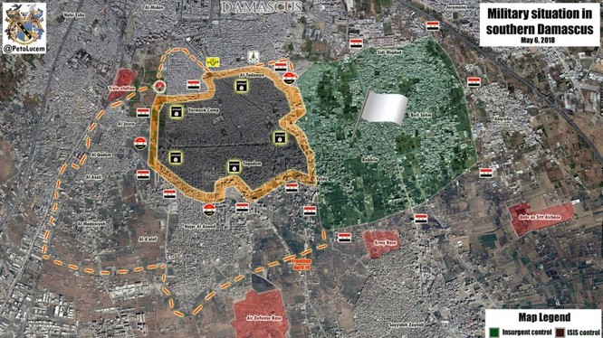 Tỉnh hình chiến sự quận ngoại ô Yarmouk. Ảnh minhh họa Masdar News