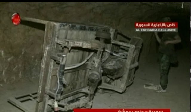 Đường hầm Đông Ghouta, cửa ngõ hai Ghouta ở Damascus, ảnh minh họa video Alikhbaria Syria 