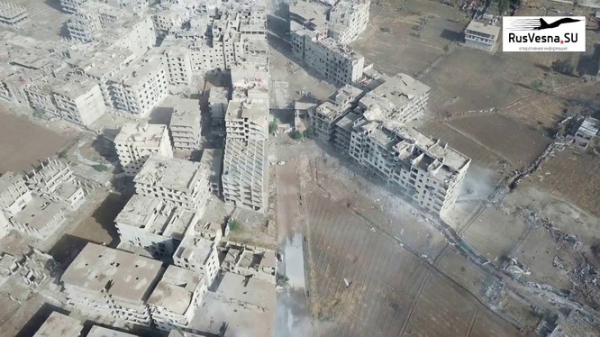 Toàn cảnh khu vực quận Hajar Al-Aswad và quận Yarmouk. Ảnh minh họa Masdar News