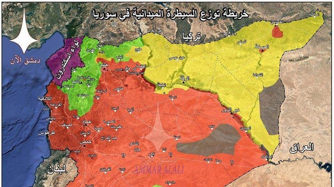 Bản đồ toàn cảnh Syria sau khi giải phóng Rastan và Yarmouk. Bản đồ Masdar News