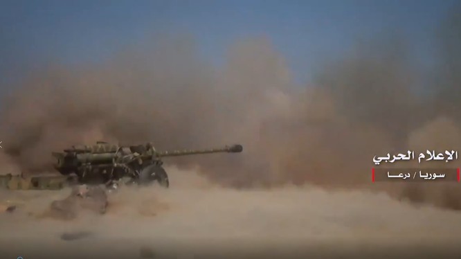 Lực lượng Tiger tấn công trên chiến trường Daraa.Ảnh video quân đội Syria