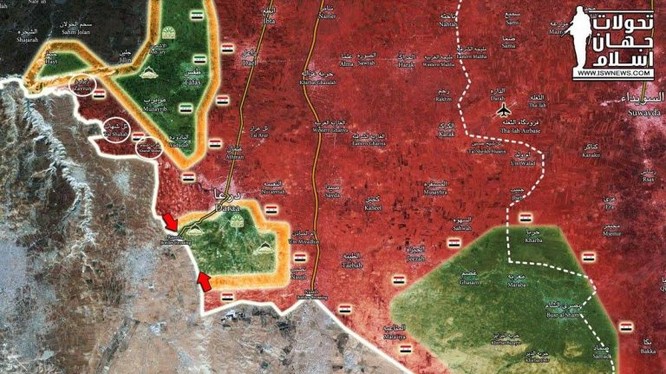 Bản đồ chiến sự tỉnh Daraa ngày 09.07.2018 theo South Front