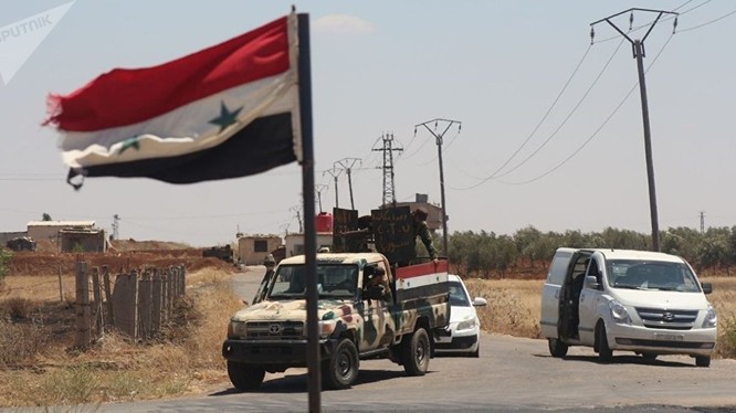 Quân đội Syria tiến vào giải phóng thành phố Nawa ở Daraa. Ành minh họa Masdar News